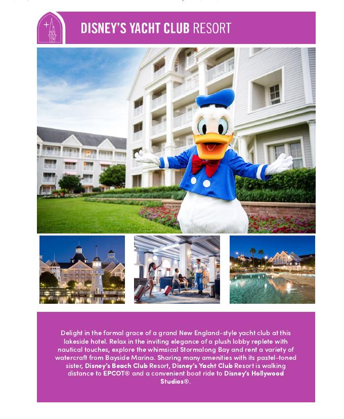 Disney's Yacht Club Resort brochure cover